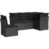 Image de vidaXL - 5-delige - Loungeset - met - kussens - poly - rattan - zwart