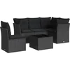 Image de vidaXL - 6-delige - Loungeset - met - kussens - poly - rattan - zwart