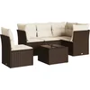 Image de vidaXL - 6-delige - Loungeset - met - kussens - poly - rattan - bruin