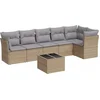 Image de vidaXL - 7-delige - Loungeset - met - kussens - poly - rattan - beige