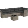 Image de vidaXL - 7-delige - Loungeset - met - kussens - poly - rattan - grijs