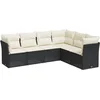 Image de vidaXL - 6-delige - Loungeset - met - kussens - poly - rattan - zwart