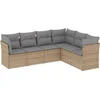 Image de vidaXL - 6-delige - Loungeset - met - kussens - poly - rattan - beige