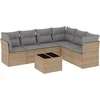 Image de vidaXL - 7-delige - Loungeset - met - kussens - poly - rattan - beige