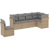 Image de vidaXL - 6-delige - Loungeset - met - kussens - poly - rattan - beige