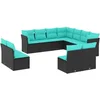 Image de vidaXL - 11-delige - tuinbankset - met - kussens, - zwart - polyrotan
