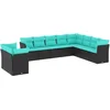 Image de vidaXL - 10-delige - tuinbankset - met - kussens - van - zwart - polyrotan