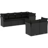 Image de vidaXL - 7-delige - Loungeset - met - kussens - poly - rattan - zwart
