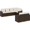 Image de vidaXL - 7-delige - Loungeset - met - kussens - poly - rattan - bruin
