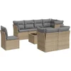 Image de vidaXL - 9-delige - Loungeset - met - kussens - poly - rattan - beige