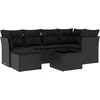 Image de vidaXL - 7-delige - Loungeset - met - kussens - poly - rattan - zwart