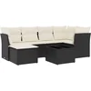 Image de vidaXL - 7-delige - Loungeset - met - kussens - poly - rattan - zwart