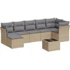 Image de vidaXL - 8-delige - Loungeset - met - kussens - poly - rattan - beige