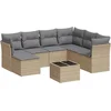 Image de vidaXL - 8-delige - Loungeset - met - kussens - poly - rattan - beige