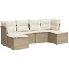 Image de vidaXL - 6-delige - Loungeset - met - kussens - poly - rattan - beige