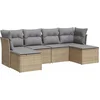 Image de vidaXL - 6-delige - Loungeset - met - kussens - poly - rattan - beige