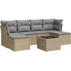 Image de vidaXL - 7-delige - Loungeset - met - kussens - poly - rattan - beige