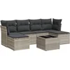 Image de vidaXL - 7-delige - Loungeset - met - kussens - poly - rattan - lichtgrijs
