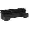 Image de vidaXL - 7-delige - Loungeset - met - kussens - poly - rattan - zwart