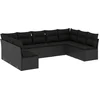 Image de vidaXL - 9-delige - Loungeset - met - kussens - poly - rattan - zwart