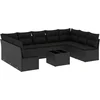 Image de vidaXL - 10-delige - Loungeset - met - kussens - poly - rattan - zwart