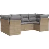 Image de vidaXL - 6-delige - Loungeset - met - kussens - poly - rattan - beige