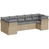 Image de vidaXL - 7-delige - Loungeset - met - kussens - poly - rattan - beige