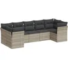 Image de vidaXL - 7-delige - Loungeset - met - kussens - poly - rattan - lichtgrijs