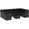 Image de vidaXL - 10-delige - Loungeset - met - kussens - poly - rattan - zwart