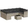 Image de vidaXL - 10-delige - Loungeset - met - kussens - poly - rattan - lichtgrijs