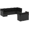 Image de vidaXL - 9-delige - Loungeset - met - kussens - poly - rattan - zwart