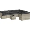 Image de vidaXL - 10-delige - Loungeset - met - kussens - poly - rattan - lichtgrijs