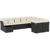 Image de vidaXL - 10-delige - Loungeset - met - kussens - poly - rattan - zwart