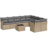 Image de vidaXL - 10-delige - Loungeset - met - kussens - poly - rattan - beige
