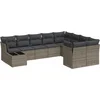 Image de vidaXL - 10-delige - Loungeset - met - kussens - poly - rattan - grijs