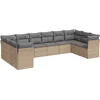 Image de vidaXL - 10-delige - Loungeset - met - kussens - poly - rattan - beige