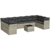 Image de vidaXL - 11-delige - Loungeset - met - kussens - poly - rattan - lichtgrijs