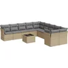 Image de vidaXL - 11-delige - Tuinset - met - kussens - poly - rattan - beige