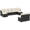 Image de vidaXL - 9-delige - Loungeset - met - kussens - poly - rattan - zwart