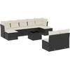 Image de vidaXL - 10-delige - Loungeset - met - kussens - poly - rattan - zwart