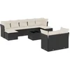 Image de vidaXL - 10-delige - Loungeset - met - kussens - poly - rattan - zwart
