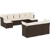 Image de vidaXL - 10-delige - Loungeset - met - kussens - poly - rattan - bruin