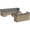 Image de vidaXL - 11-delige - Tuinset - met - kussens - poly - rattan - beige