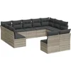 Image de vidaXL - 11-delige - Loungeset - met - kussens - poly - rattan - lichtgrijs