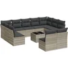 Image de vidaXL - 12-delige - Loungeset - met - kussens - poly - rattan - lichtgrijs