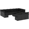 Image de vidaXL - 14-delige - Loungeset - met - kussens - poly - rattan - zwart