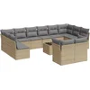 Image de vidaXL - 13-delige - Loungeset - met - kussens - poly - rattan - beige
