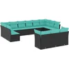Image de vidaXL - 13-delige - tuinbankset - met - kussens - van - zwart - polyrotan
