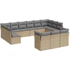 Image de vidaXL - 13-delige - Loungeset - met - kussens - poly - rattan - beige