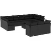 Image de vidaXL - 14-delige - Loungeset - met - kussens - poly - rattan - zwart